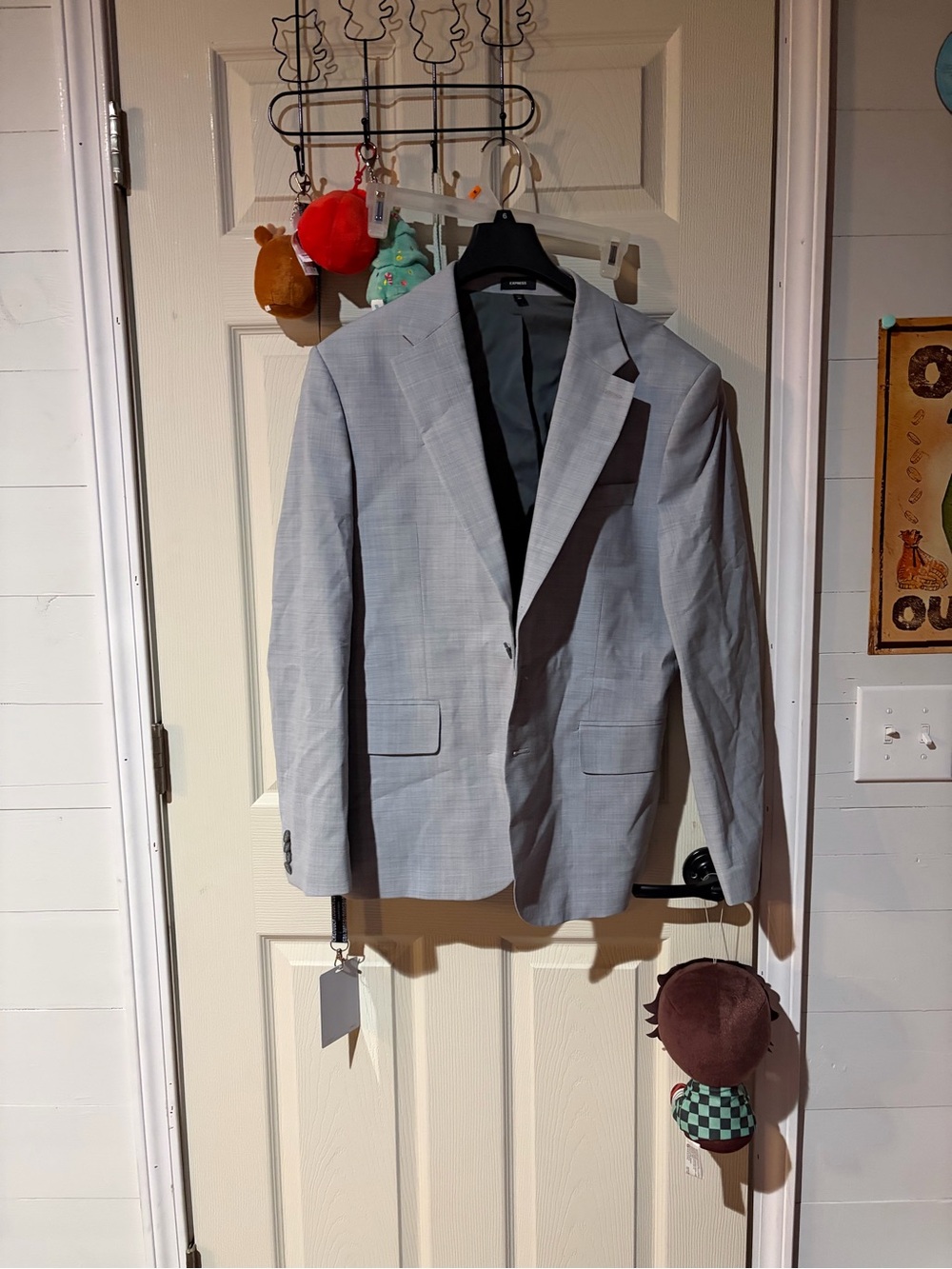 Express Light Gray Plaid Sport Coat - Men's Blazer